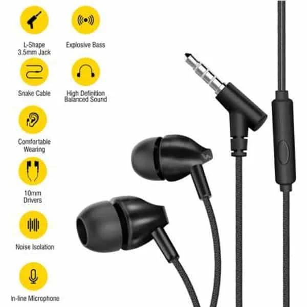 Ubon UB-2000 Earfit Bass Sound Earphone Wired Headset (Black)