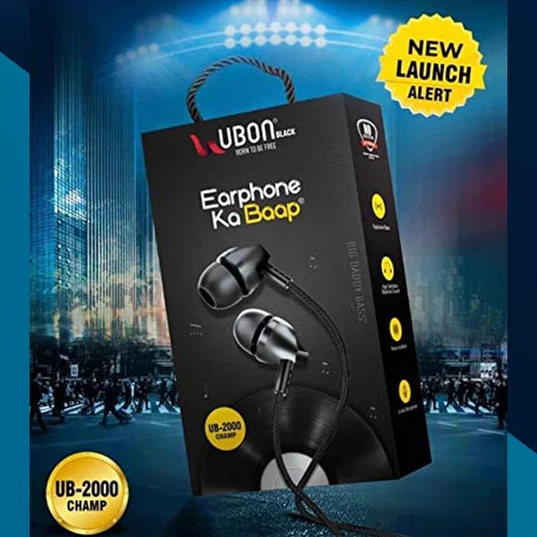 Ubon UB-2000 Earfit Bass Sound Earphone Wired Headset (Black)