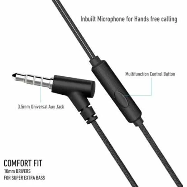 Ubon UB-2000 Earfit Bass Sound Earphone Wired Headset (Black)
