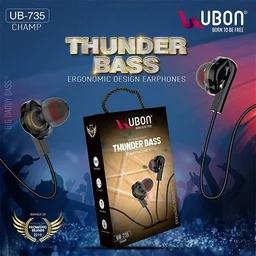 Ubon UBON UB-735 3.5mm Dual Driver in-Ear Wired Earphone with Mic - Black - Black