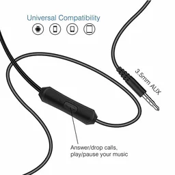 Ubon UBON UB-735 3.5mm Dual Driver in-Ear Wired Earphone with Mic - Black - Black