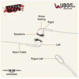 Ubon UBON UB-780 Champ In Ear Wired With Mic Earphones - Black, White