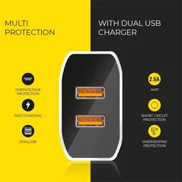 Ubon UBON USB Charger CH500 2.6A Dual USB Port Boost Charger with C Type Cable Included