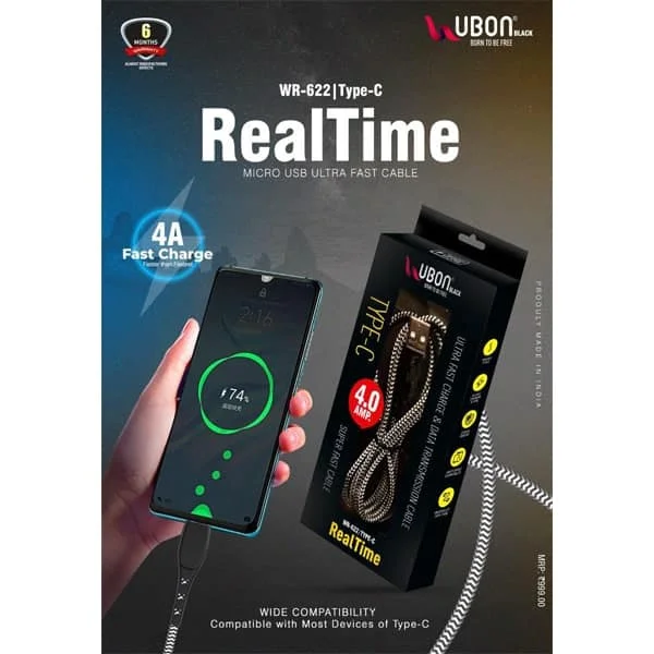 Ubon WR-622 Type-C Micro USB Ultra Fast Cable