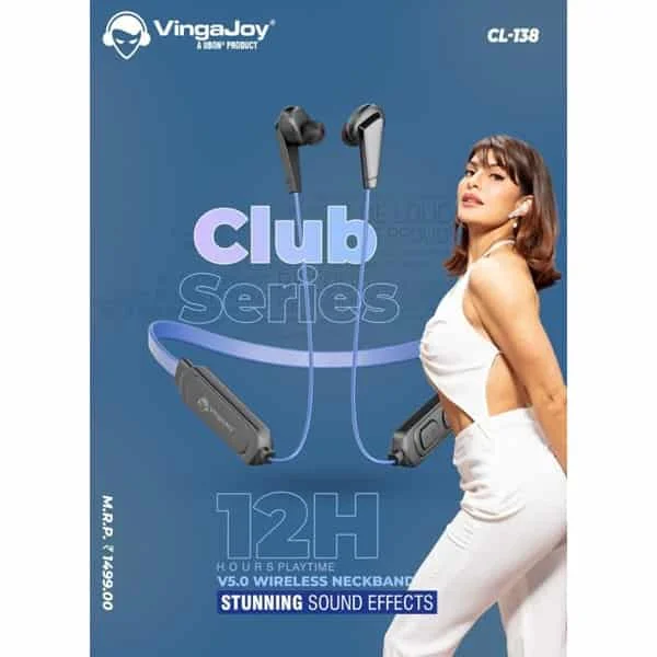 VingaJoy CL-138 Club Series Wireless Neckband with 12H Playtime