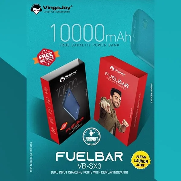 VingaJoy Fuelbar Powerdaddy 10000mAh Dual USB Power Bank