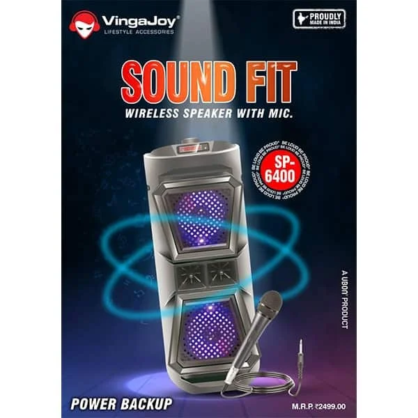 VingaJoy Vingajoy SP-6400 Sound Fit Wireless Speaker with Mic