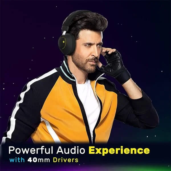 Zebronics Zeb-Duke Bluetooth Headphone with Voice Assistant Support, Multifunction Button, AUX Input and RGB Lights (Black)