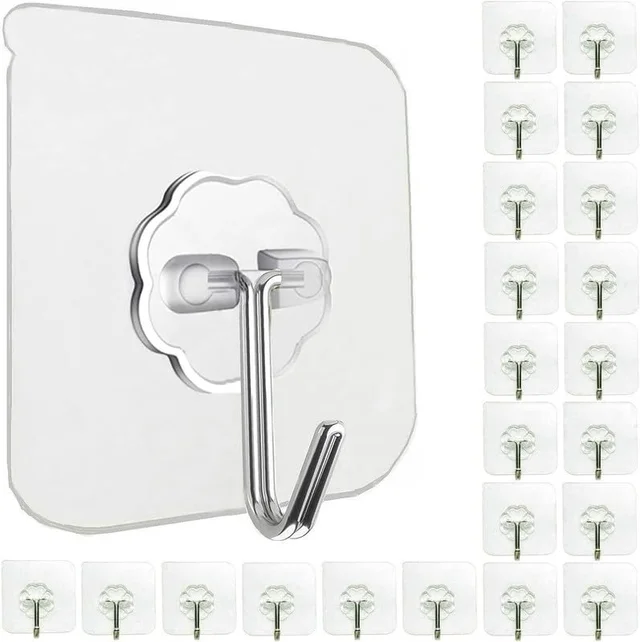 Pack of 10 - Multipurpose Strong Small Stainless Steel Adhesive Wall Hooks