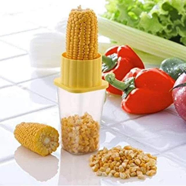 Durable Plastic Corn Stripper & Seed Remover with Built-In Container