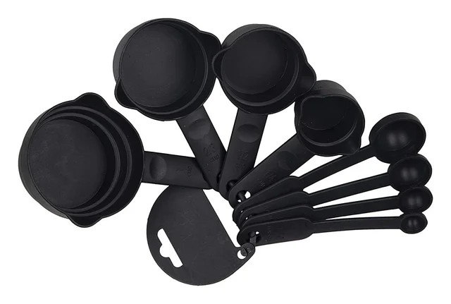 Plastic Measuring Cups and Spoons (8 Pcs, Black)