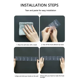 6 Hook - Adhesive Transparent Heavy Duty Wall Hook | Hooks Strip for Wall