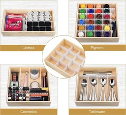 6 Pcs Adjustable Stretchable Interlocking Drawer Clapboard Divider/Grid Closet Sorting Partition/Plastic Strips Separators Cabinet Storage Box Socks/Makeup