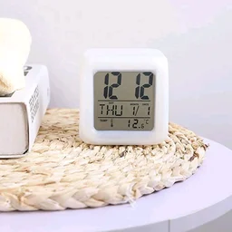 7 Colour Changing LED Digital Alarm Clock, Table Watch, with Date Time Temperature for, Office Bedroom