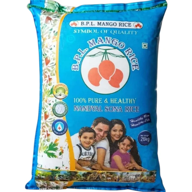 Three Mango Sonamasoori (Raw) Rice Cloth Bag- 26 KG