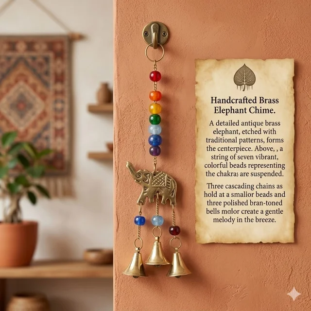 MOI Brass Wind Chime - Elephant