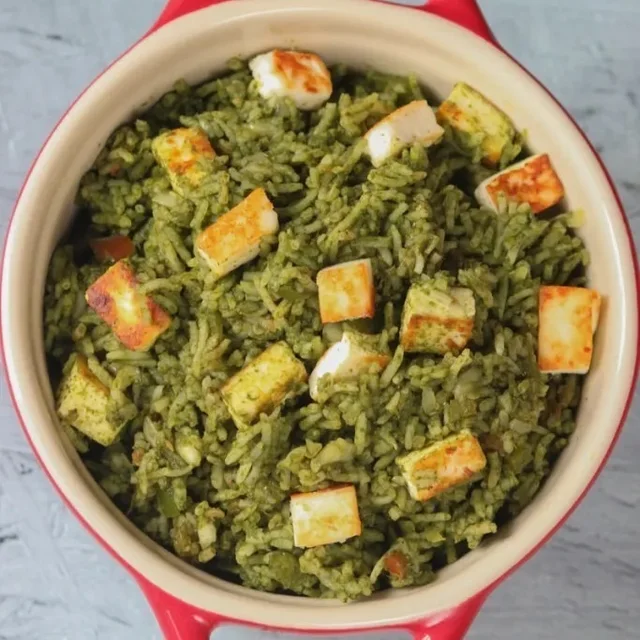 Palak Paneer Rice - Palak Paneer Bhaat