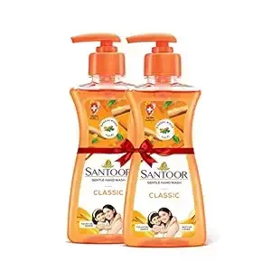 Santoor Classic Gentle Hand Wash - With Goodness Of Sandalwood & Tulsi, 200 ml (Pack of 2)