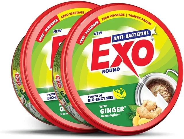 Exo Round Dishwash Bar 250GM | Complete Dishwashing Solution With Anti-Bacterial Efficacy & Goodness of Ginger Remove Tough Grime Stains With Ease | Experience Hygienic & Superior Cleaning