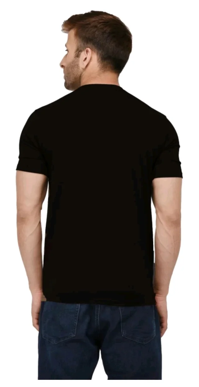 black buck original Men Solid Round Neck Cotton Blend Black T-Shirt - Black, M
