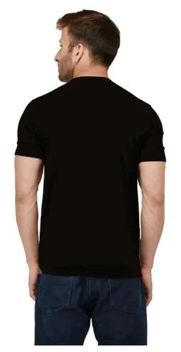 black buck original Men Solid Round Neck Cotton Blend Black T-Shirt - Black, L