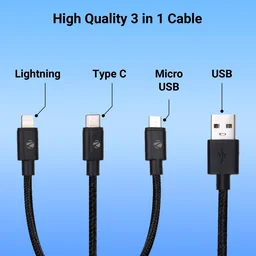 Zebronics UMLCC1205 3 IN 1 Cable - Black