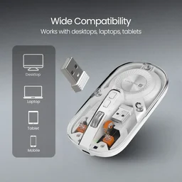 Portronics Toad 8 Rechargeable Wireless Mouse BT+Dongle - White