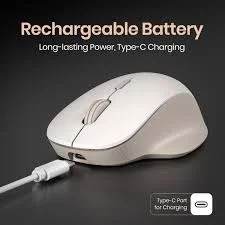 Portronics Toad Go Wireless Mouse BT+Dongle Rechargeable - White