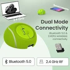 Portronics Toad Play Wireless Mouse BT+Dongle Rechargeable - Green
