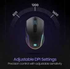 Portronics Toad One Wireless Mouse BT+Dongle Rechargeable - Black
