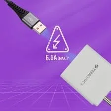 Zebronics UT65S 65W USB to C Cable - Black