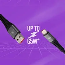 Zebronics UT65S 65W USB to C Cable - Black