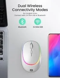 Portronics Toad IV Wireless Mouse BT+Dongle Rechargeable - White