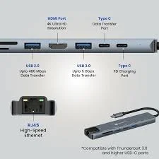Portronics MPORT 8 Hub - Gray