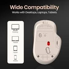Portronics Toad Go Wireless Mouse BT+Dongle Rechargeable - White