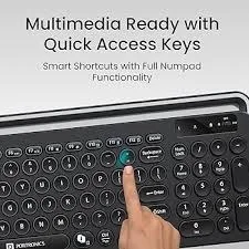 Portronics Bubble 3.0 Wireless Keyboard BT+ Dongle Rechargeable - Black
