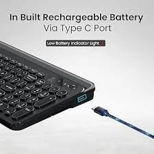 Portronics Bubble 3.0 Wireless Keyboard BT+ Dongle Rechargeable - Black