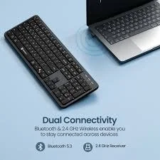 Portronics Akshar Prime Wireless Keyboard BT+Dongle Re Rechargeable - Black