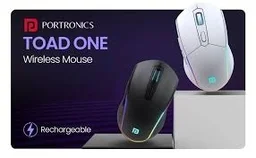 Portronics Toad One Wireless Mouse BT+Dongle Rechargeable - White