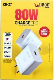 Ubon 80w Charge Pro Adapter with Cable - White
