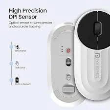 Portronics Toad 6 Wireless Mouse BT+Dongle Rechargeable - White