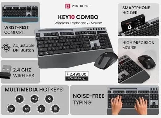 PORTRONICS KEY 10 COMBO WIRLESS KEYBOARD & MOUSE - Black