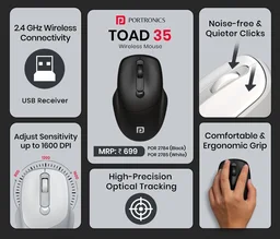 Portronics Toad35 Wireless Mouse - Black