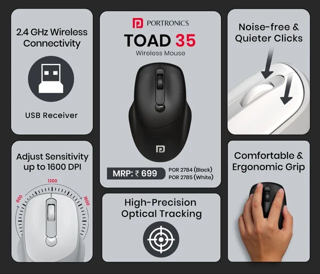 Portronics Toad35 Wireless Mouse - Black