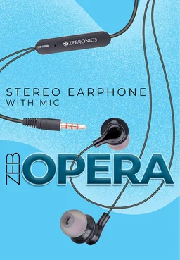 Zebronics Opera Wired Earphone Aux - Black
