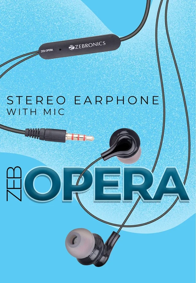 Zebronics Opera Wired Earphone Aux - Black