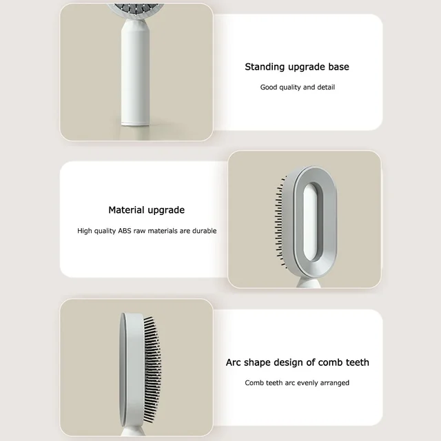 Advanced Self-Cleaning Hairbrush with 3D Air Cushion Massager and Anti-Static Comb - Women's Hair Styling Solution