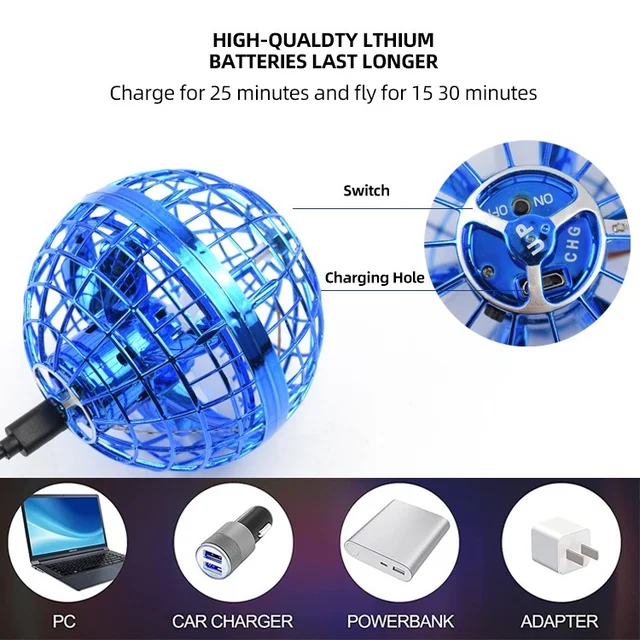Galactic Orbiter: Flying Ball Toy with Boomerang Effect - Hovering Cosmic Globe Spinner for Hand Drone Fun