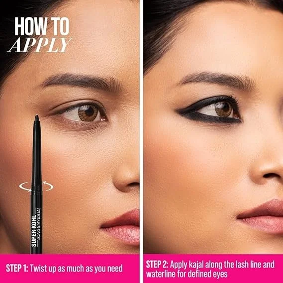 MyGlamm Super Kohl Kajal - Black | Smudge-Proof, Waterproof, Long-Lasting Matte Eye Pencil