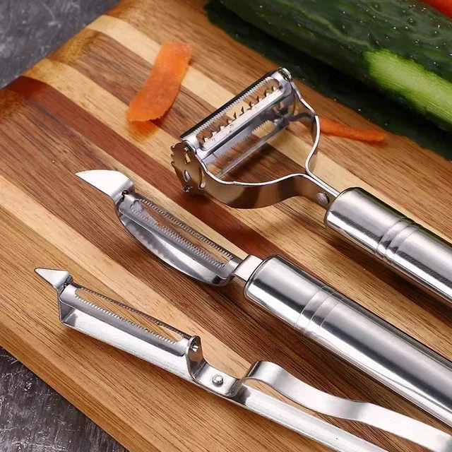 Premium Stainless Steel 3-Piece Set: Peeler, Potato Fruit Vegetable Peeler, and Paring Knife - Essential Kitchen Accessories